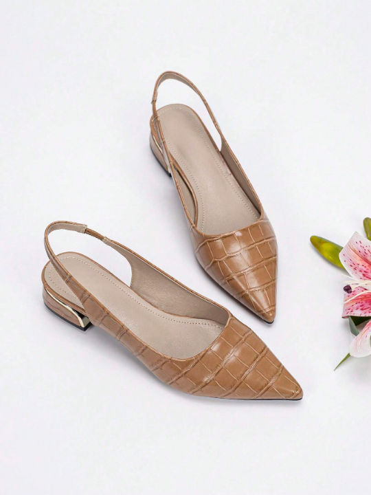 Fashionable Pointed Toe Backless Slip-on Flat Shoes