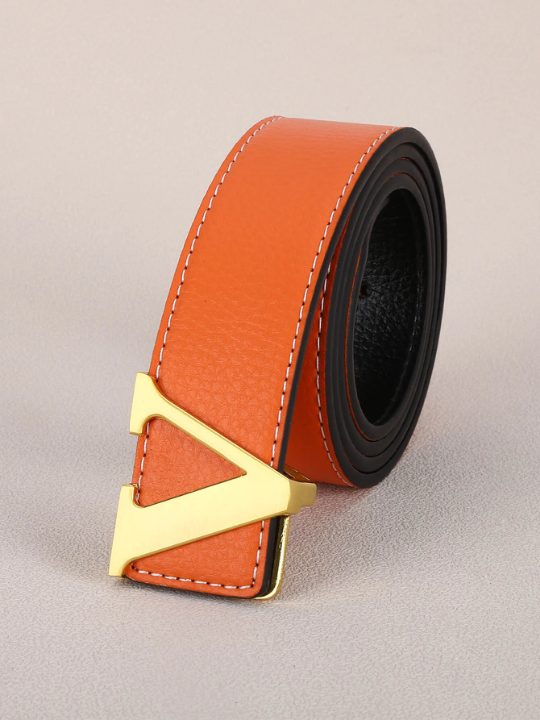 1pc Men's Korean Fashion Orange Smooth Pin Belt