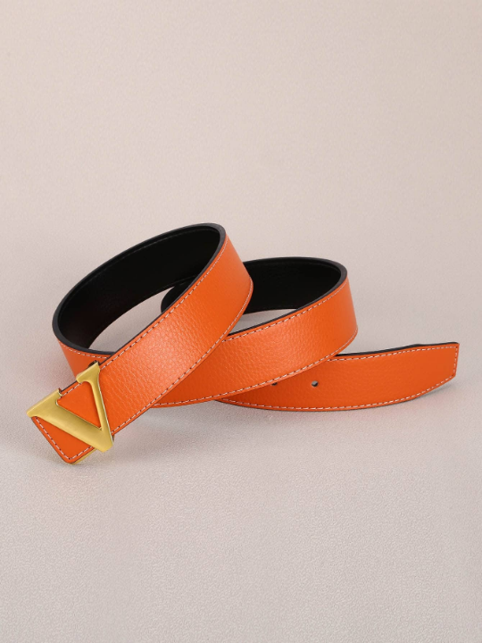 1pc Men's Korean Fashion Orange Smooth Pin Belt