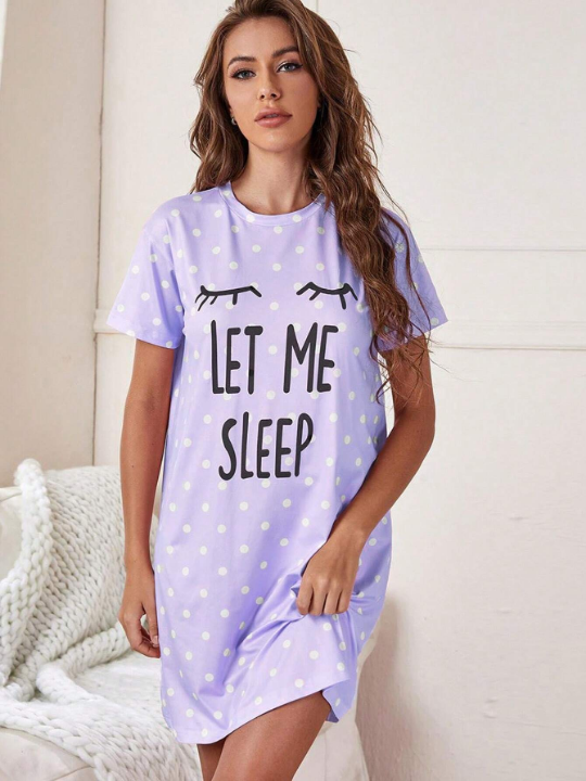 Slogan & Eyelash Print Nightdress