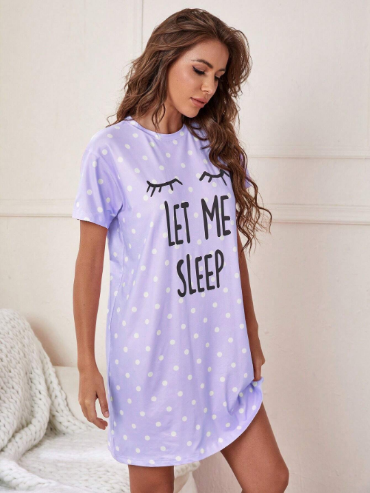 Slogan & Eyelash Print Nightdress