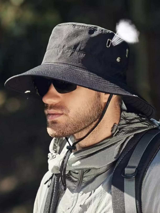 1pc Men's Simple & Fashionable Fishing Bucket Hat Suitable For Daily Use And Outdoor Activities Such As Camping And Hiking