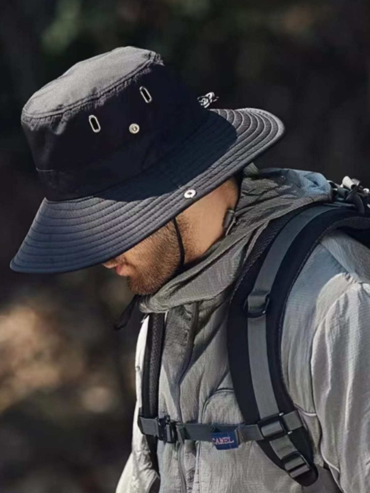 1pc Men's Simple & Fashionable Fishing Bucket Hat Suitable For Daily Use And Outdoor Activities Such As Camping And Hiking