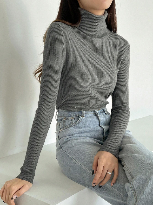 DAZY Ribbed Knit Turtleneck Sweater