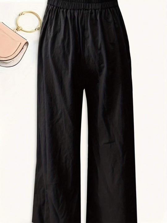 Solid Wide Leg Pants