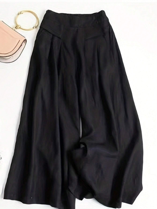 Solid Wide Leg Pants