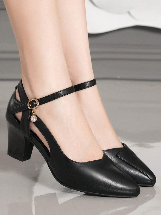 Women's Elegant Pointed Toe Ankle Strap High Heel Shoes