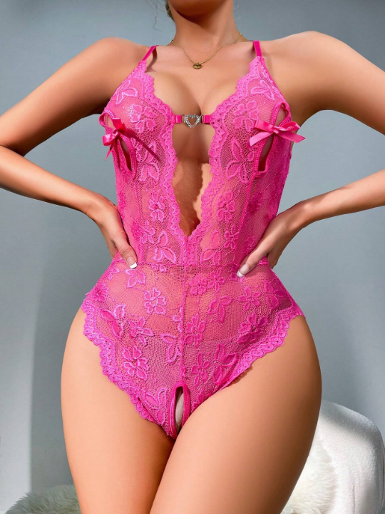 Classic Sexy Floral Lace Cut-out Teddy Bodysuit