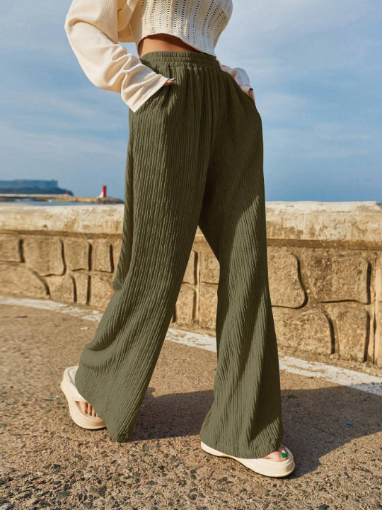 DAZY Solid Elastic Waist Pants