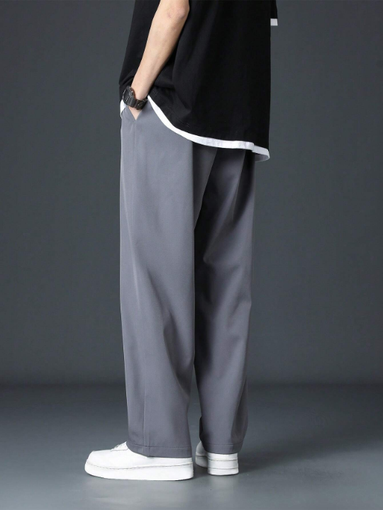 Men Drawstring Waist Straight Leg Pants