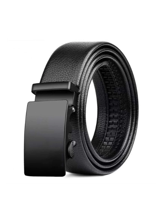 Fashionable Classic High Gloss Black Automatic Pu Leather Business Men's Belt