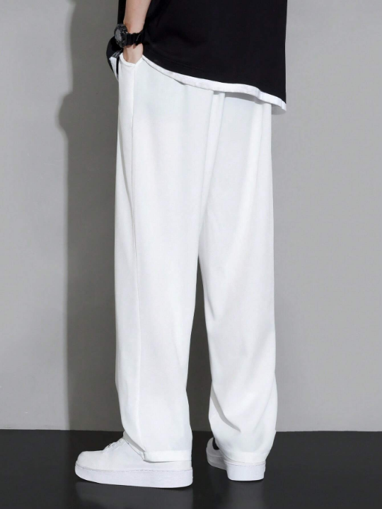 Men Drawstring Waist Straight Leg Pants