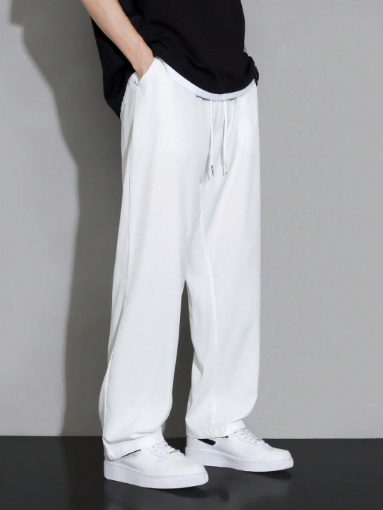 Men Drawstring Waist Straight Leg Pants