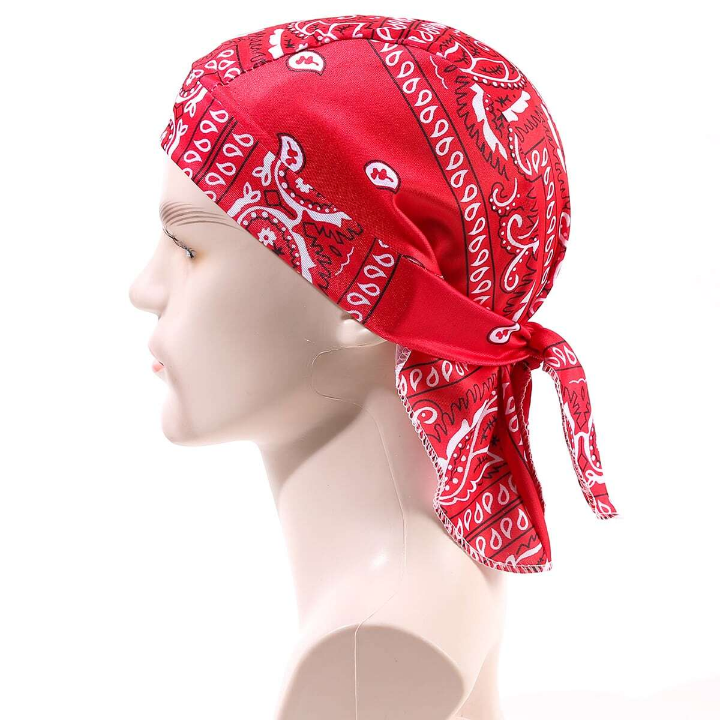 1pc Men's Cashew Flower Print Bandana Hat With Straps, Cycling Cap