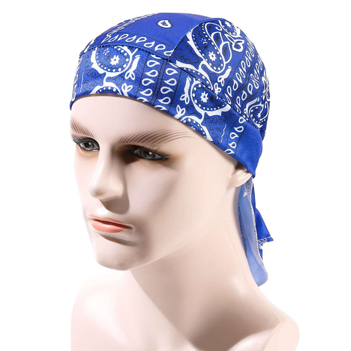 1pc Men's Cashew Flower Headscarf Cap With Ties, Cycling Bandana Hat