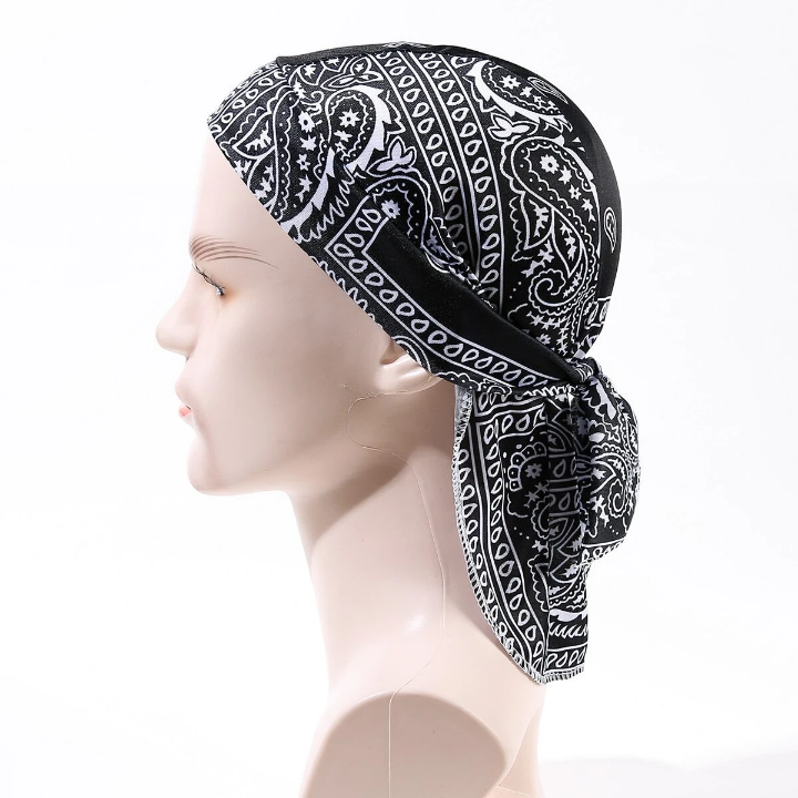 1pc Men's Cashew Flower Print Bandana Hat With Strap For Cycling Or Headwear