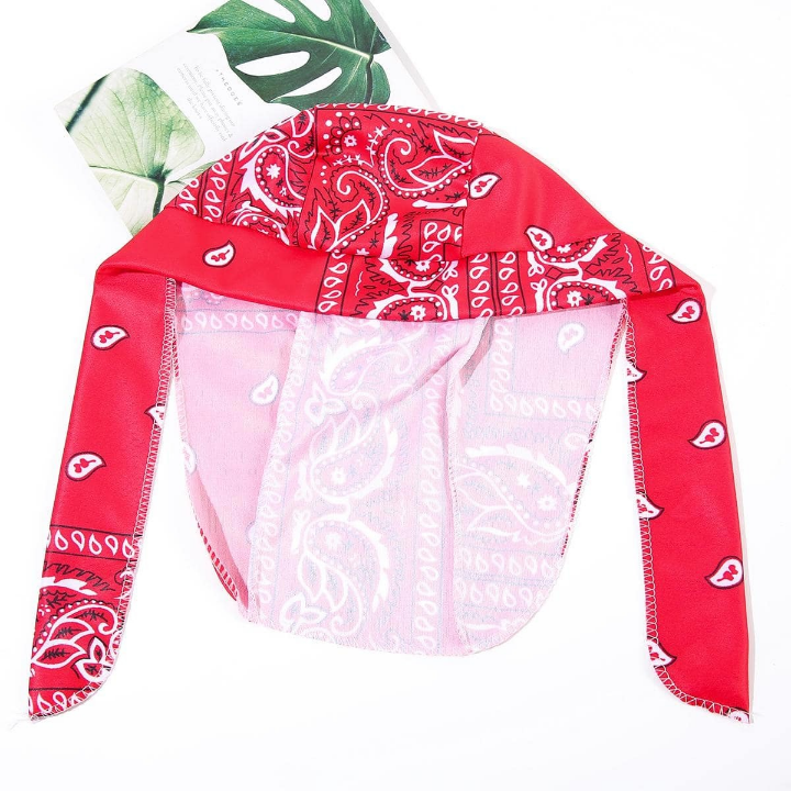 1pc Men's Cashew Flower Print Bandana Hat With Straps, Cycling Cap