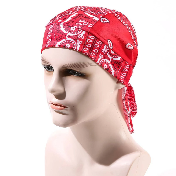 1pc Men's Cashew Flower Print Bandana Hat With Straps, Cycling Cap