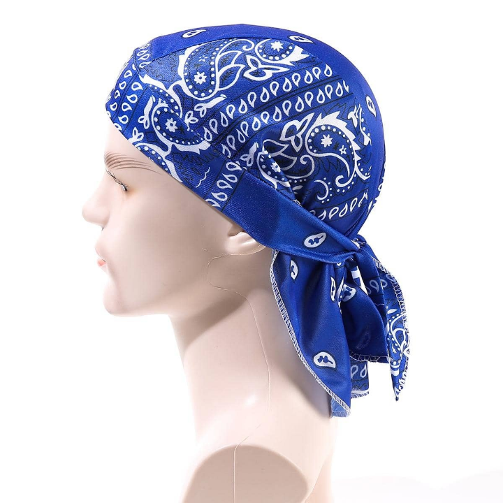 1pc Men's Cashew Flower Headscarf Cap With Ties, Cycling Bandana Hat