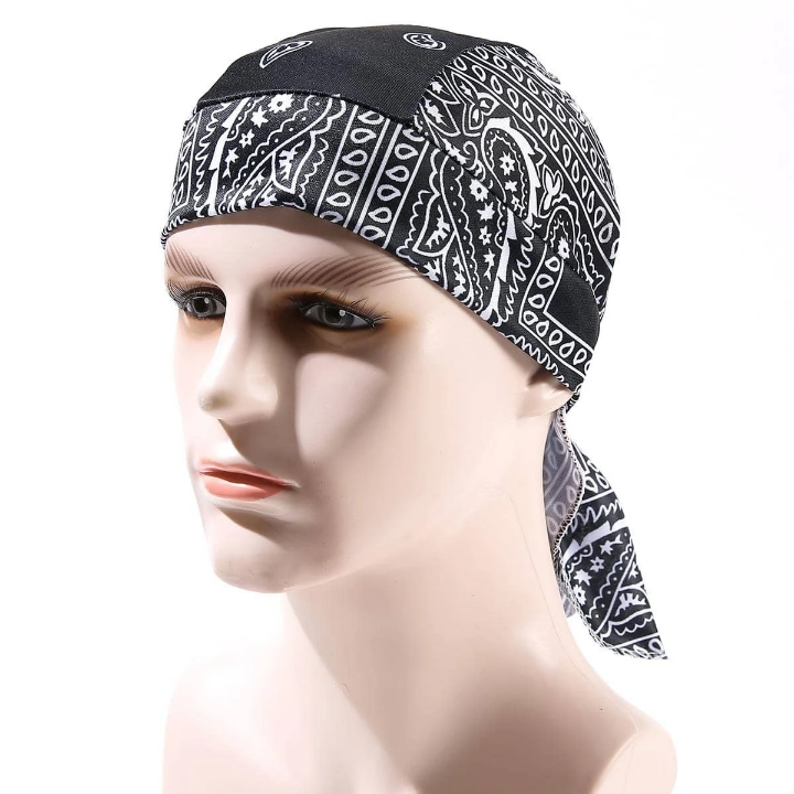 1pc Men's Cashew Flower Print Bandana Hat With Strap For Cycling Or Headwear