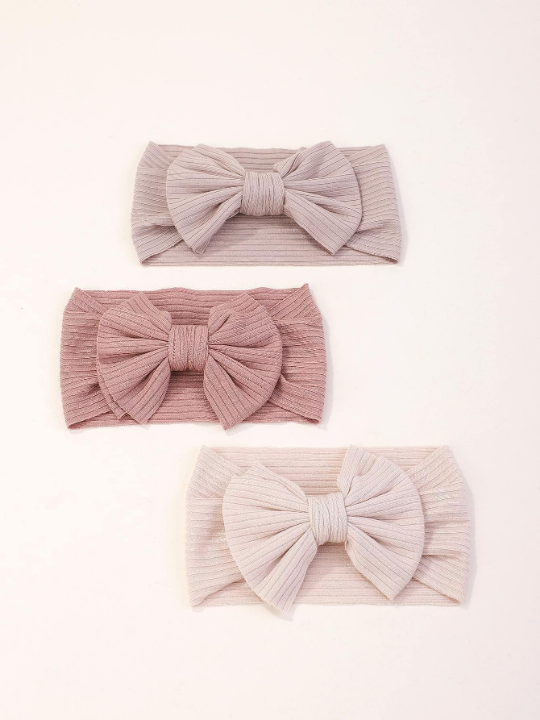 5pcs Random Colored Candy Shaped Hair Bands With Wide Bowknot For Kids, Baby Girls