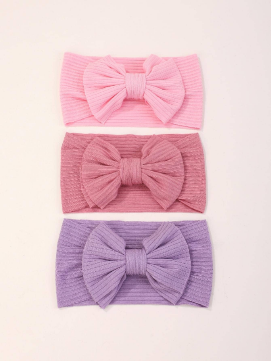 5pcs Random Color Candy-colored Wide Headband With Bowknot For Children, Kids, Infant And Baby Girl Decor Accessory