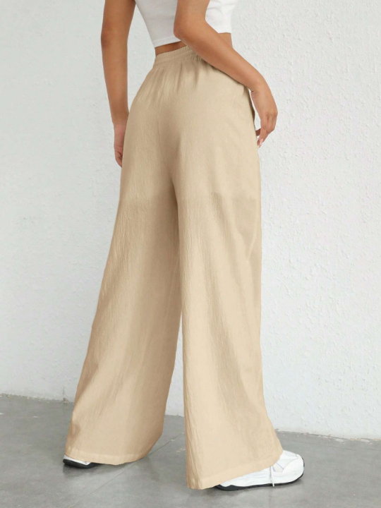 EZwear Drawstring Waist Wide Leg Pants