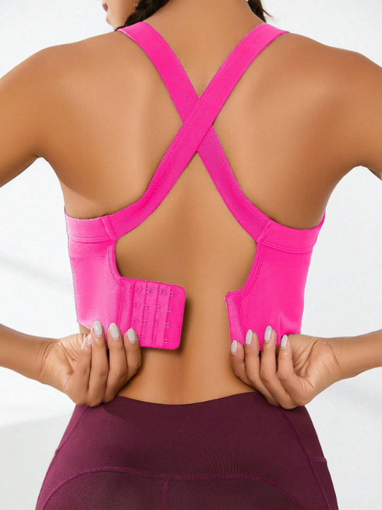 Crisscross Back Sports Pink Tank Top