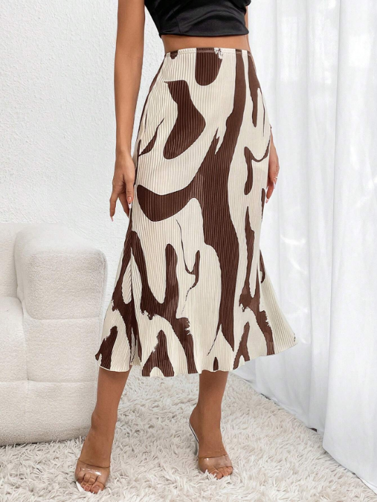 Privé Graphic Print High Waist Mermaid Hem Skirt