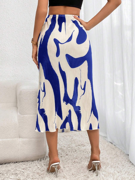 Privé Graphic Print High Waist Mermaid Hem Skirt