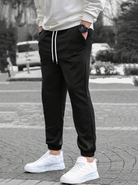 Manfinity Homme Men Drawstring Waist Slant Pocket Sweatpants