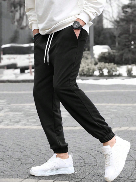 Manfinity Homme Men Drawstring Waist Slant Pocket Sweatpants