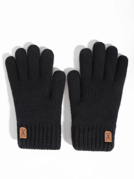 1 Pair Women's Winter Double-layered Touch Screen Texting Warm Gloves, Knitted With Deer Skin And Fleece To Keep You Warm In Cold Weather, Perfect For Parties, Driving, Playing Games, Cycling, Hiking And Writing