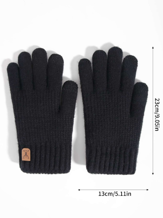 1 Pair Women's Winter Double-layered Touch Screen Texting Warm Gloves, Knitted With Deer Skin And Fleece To Keep You Warm In Cold Weather, Perfect For Parties, Driving, Playing Games, Cycling, Hiking And Writing