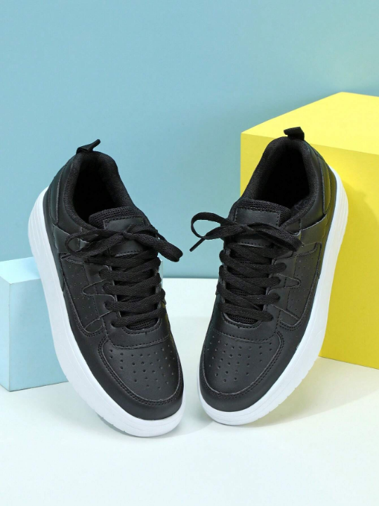 Black Casual, Lightweight, Comfortable Skate Shoes For Men And Women, Suitable For Everyday Wear