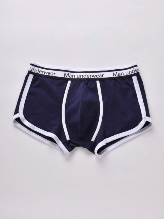 Men 3pcs Letter Graphic Contrast Binding Boxer Brief