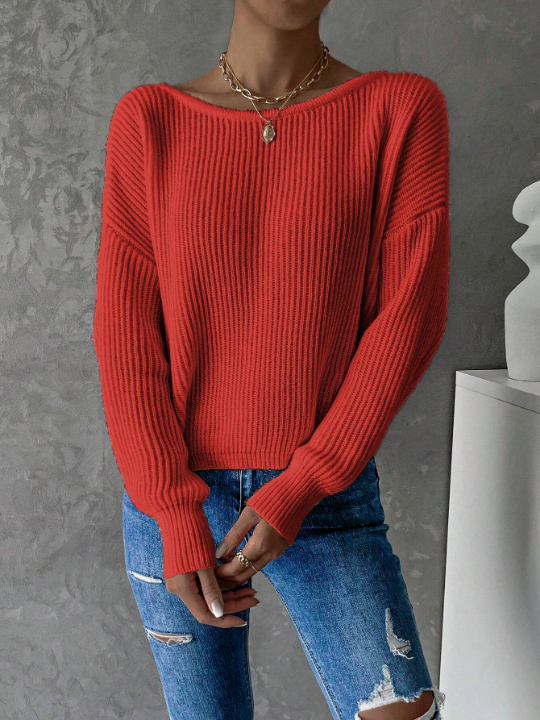 Priv Twist Back Drop Shoulder Sweater