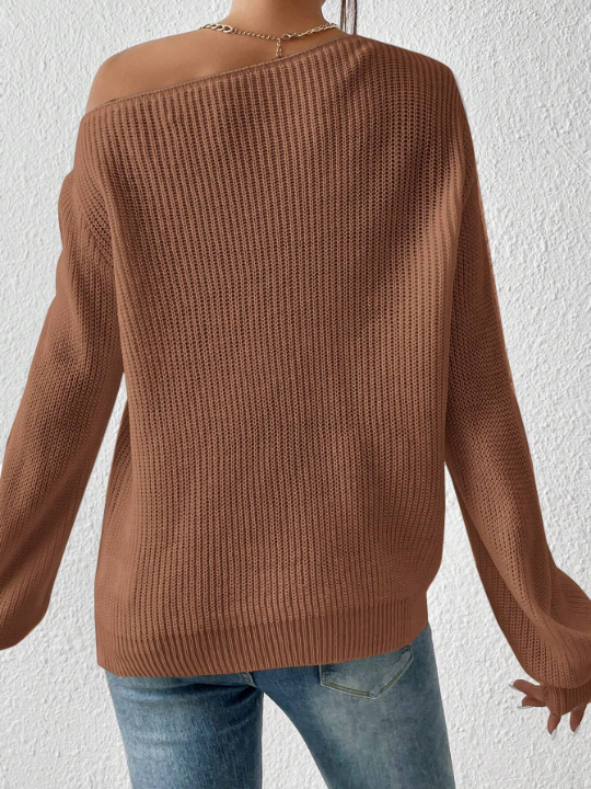 Essnce Solid Ribbed Knit Sweater