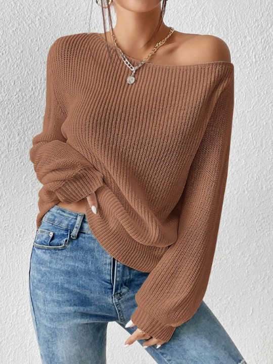 Essnce Solid Ribbed Knit Sweater