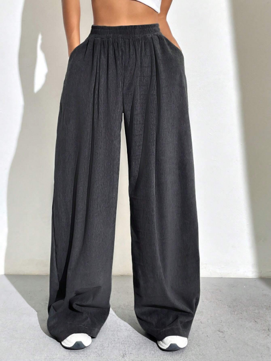 Solid Wide Leg Pants