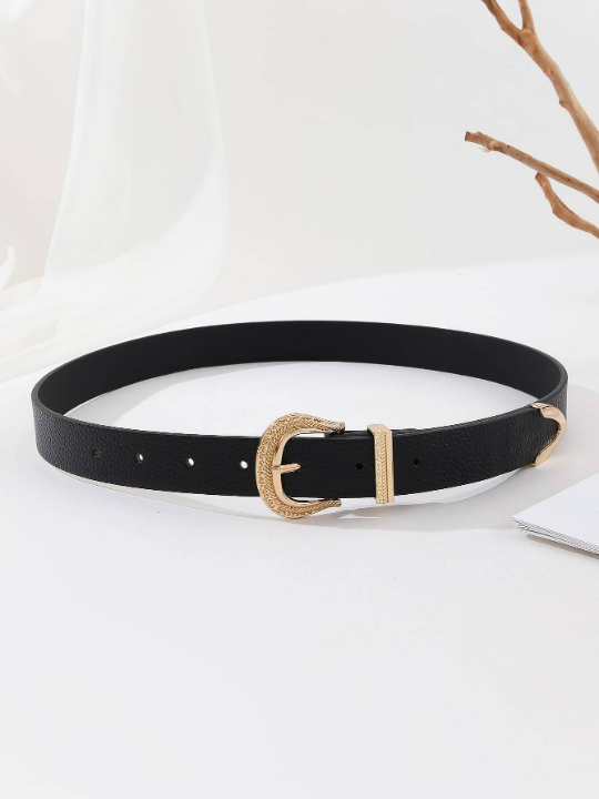 1pc Fashionable Versatile Women's Belt With Gold Pin Buckle Boho