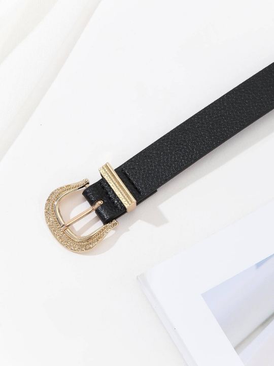 1pc Fashionable Versatile Women's Belt With Gold Pin Buckle Boho