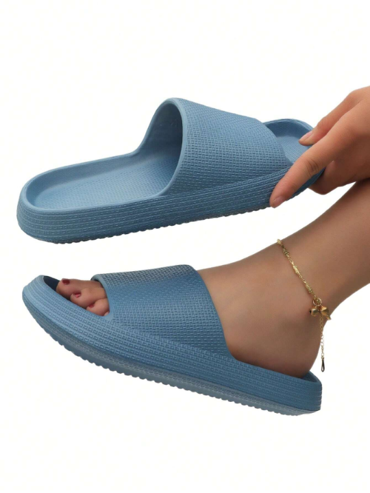 Women's Sky Blue Thick-soled, Soft, Elastic And Lightweight Summer Flip Flops