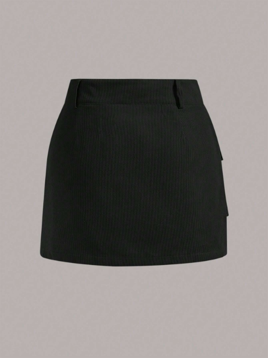 EZwear Solid Flap Pocket Cargo Skirt