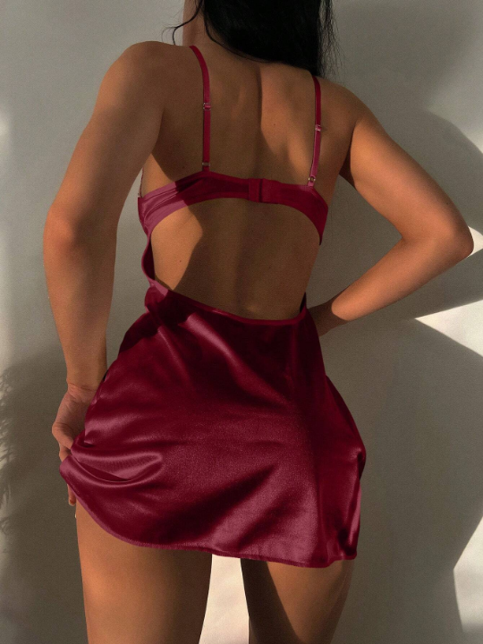 Contrast Lace Bow Front Slips Without Thong