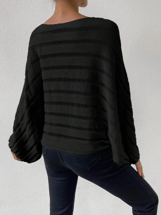 Essnce Batwing Sleeve Ribbed Knit Sweater