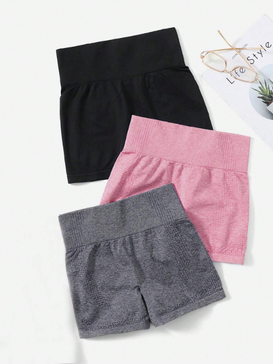 Yoga Basic 3pcs Wide Waistband Sports Shorts