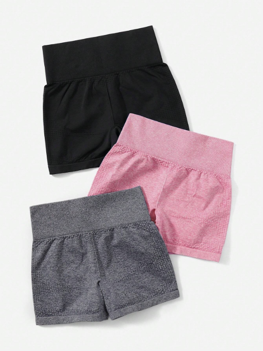 Yoga Basic 3pcs Wide Waistband Sports Shorts