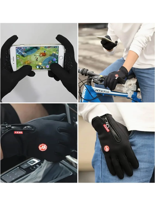 1pair Unisex Outdoor Cycling Warm Gloves With Touchscreen Function And Thermal Plush Lining For Sports, Fitness, Travel, Shopping In Autumn And Winter