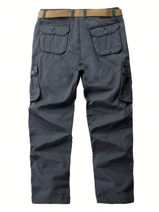 Men Flap Pocket Cargo Pants Without Belt